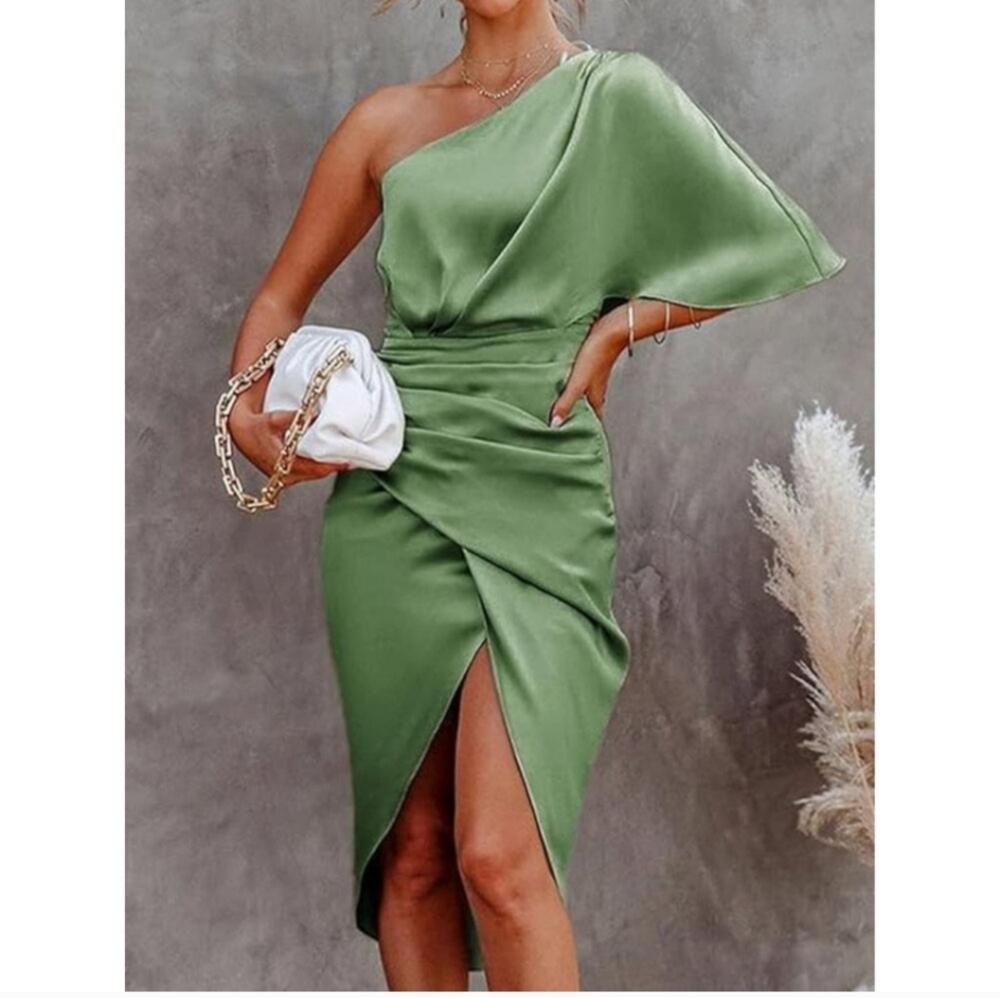 One-Shoulder Satin Dress